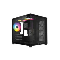 XTREME M72B M-ATX Case Tempered Glass With 3 ARGB Fans (BLACK)