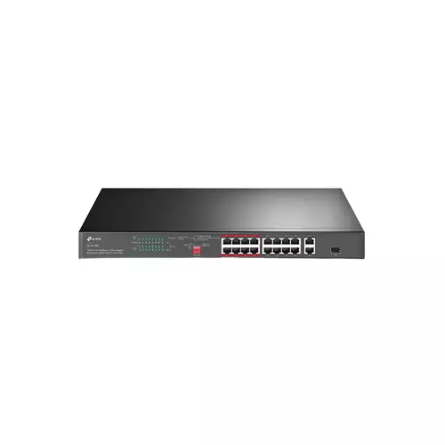 TP-LINK TL-SL1218P 16-PORT 10/100 MBPS + 2-PORT GIGABIT RACKMOUNT SWITCH WITH 16-PORT POE+ SURVEILLANCE SWITCH