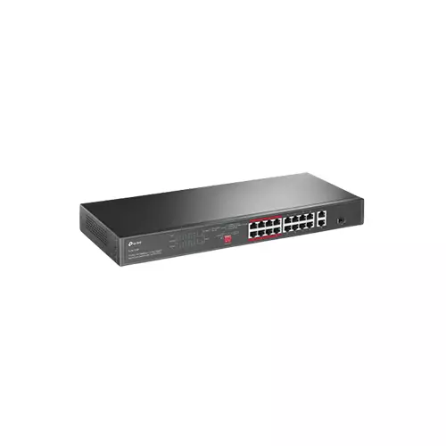 TP-LINK TL-SL1218P 16-PORT 10/100 MBPS + 2-PORT GIGABIT RACKMOUNT SWITCH WITH 16-PORT POE+ SURVEILLANCE SWITCH - 1