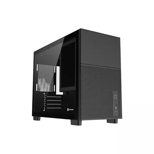 Xtreme D777B Mid Tower Tempered Glass Black Case With 7-inch LCD Display-gallery-1