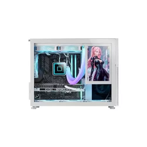 Xtreme D777W Mid Tower Tempered Glass White Case With 7-inch LCD Display-gallery-3