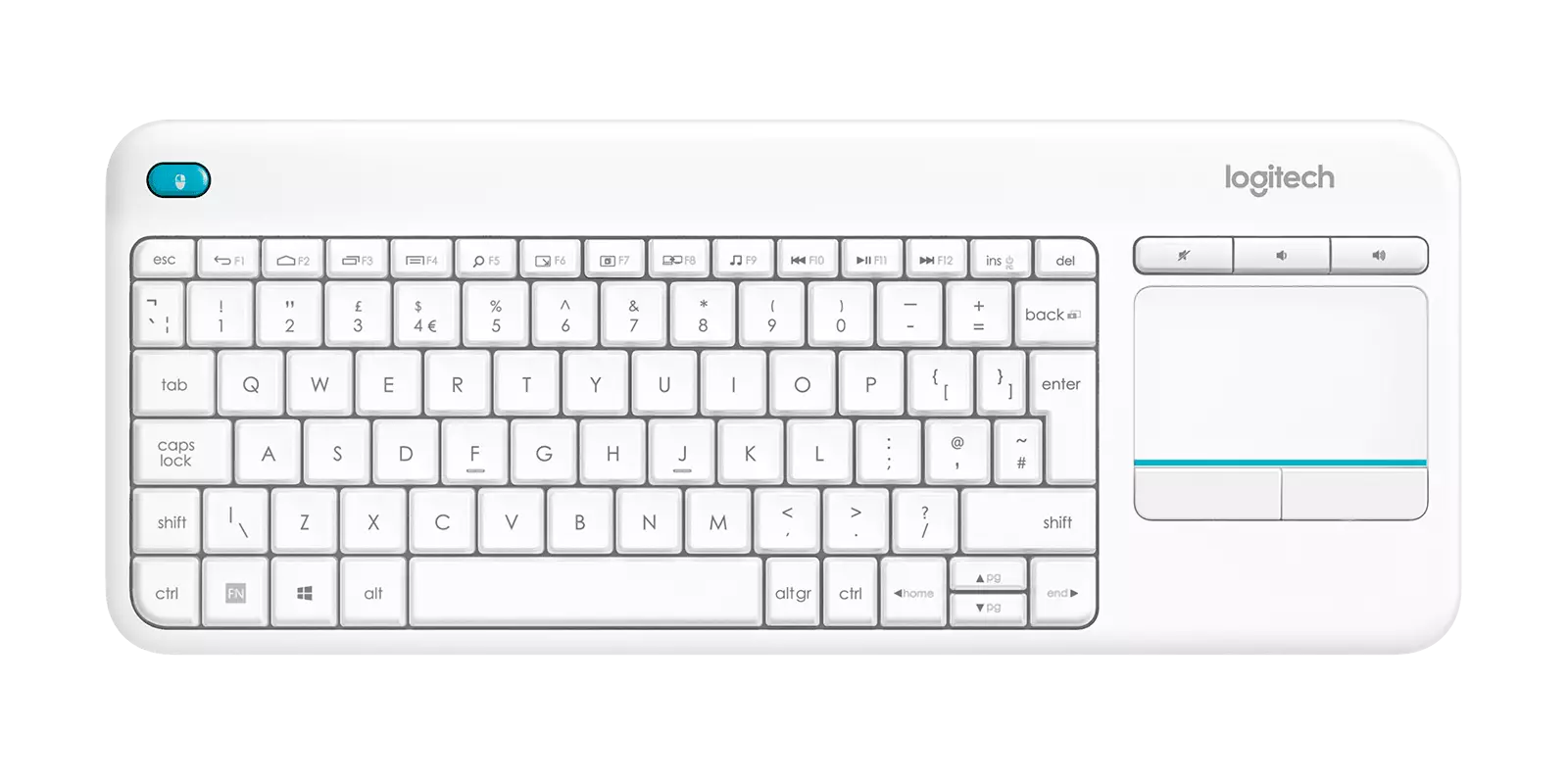 Logitech K400 PLUS WIRELESS TOUCH KEYBOARD (WHITE)