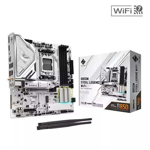 ASRock B850M STEEL LEGEND WIFI 7 AM5 DDR5 mATX Motherboard