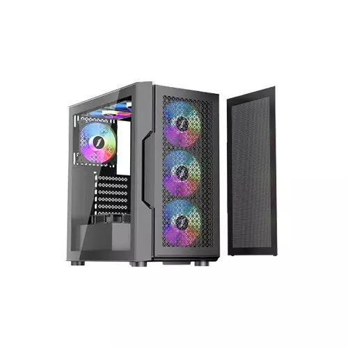 1STPLAYER T7 RGB Mid Tower ATX Gaming Desktop Case (Black)-gallery-1