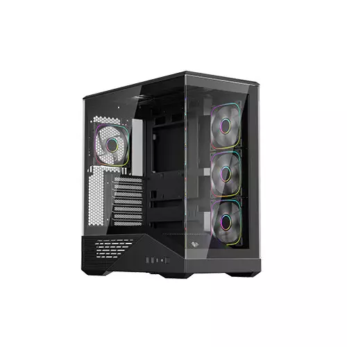 1st Player GM7 Tempered Glass Mid Tower M-ATX Gaming PC Case (Black)