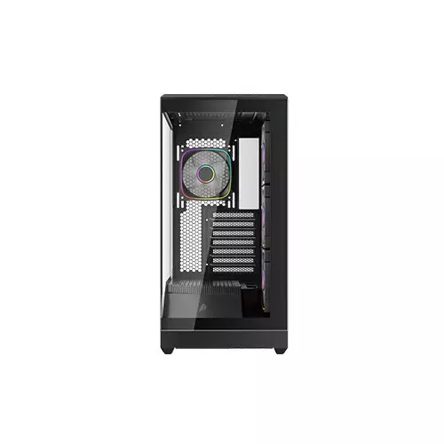 1st Player GM7 Tempered Glass Mid Tower M-ATX Gaming PC Case (Black)-gallery-2