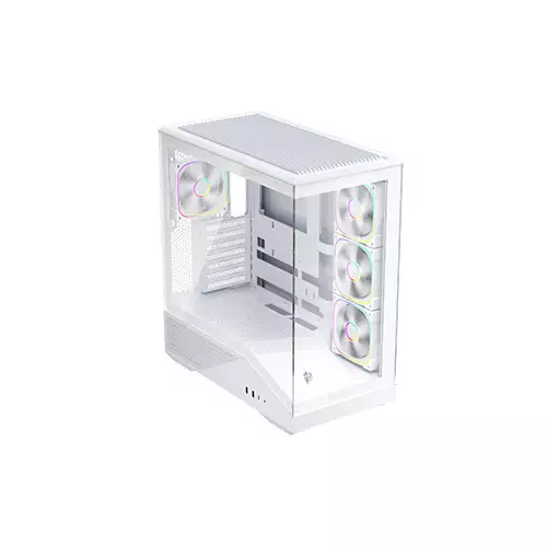 1st Player GM7 Tempered Glass Mid Tower M-ATX Gaming PC Case (White)-gallery-1