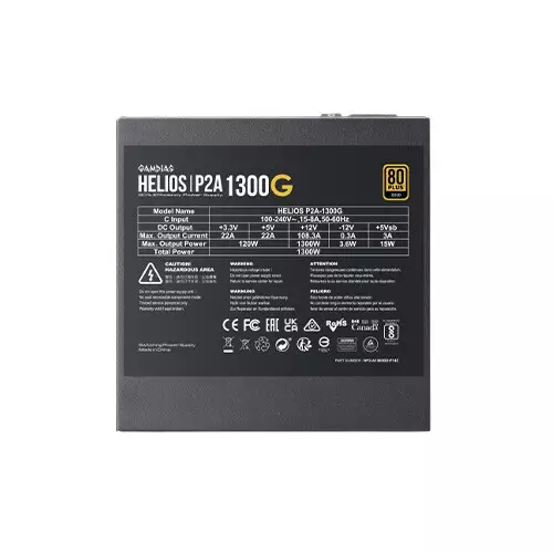 Gamdias HELIOS P2A-1300G 1300W ATX 3.1 80 Plus Gold PCIE 5.1 Full Modular Power Supply-gallery-6