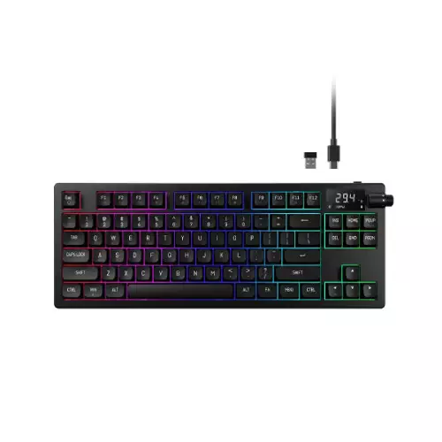 Gamdias HERMES M7 Hybrid Tri-Mode Red Switch Hot-Swappable Mechanical Keyboard With Display