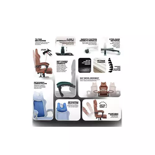 Fantech GC193 Ergonomic Gaming Chair with Headrest & Footrest-gallery-1