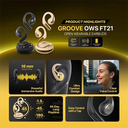 Fantech FT21 GROOVE ENC Open Wearable Earbuds (Beige) - 3