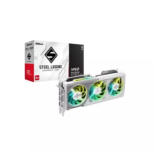 ASRock AMD Radeon RX 9070 XT Steel Legend 16GB GDDR6 White Graphics Card