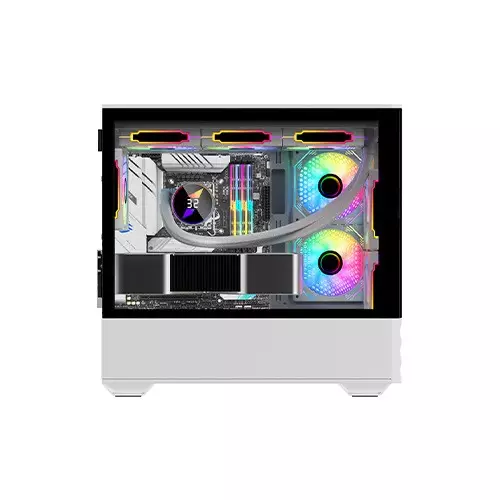 1STPLAYER D7 M-ATX RGB Gaming Case (White)-1