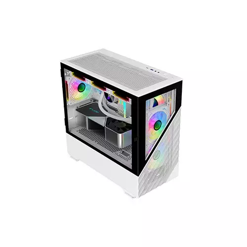 1STPLAYER D7 M-ATX RGB Gaming Case (White)-3