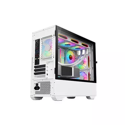 1STPLAYER D7 M-ATX RGB Gaming Case (White)-5