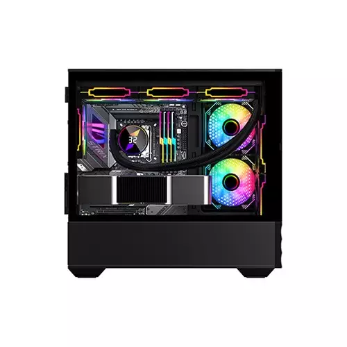 1STPLAYER D7 M-ATX RGB Gaming Case (Black)-gallery-1