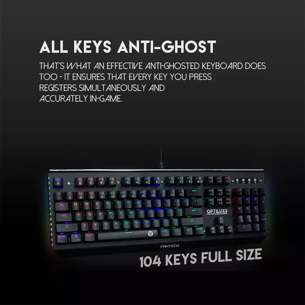 Fantech MK884 RGB Optiluxs Full Size RGB Optical Switch Keyboard - 5