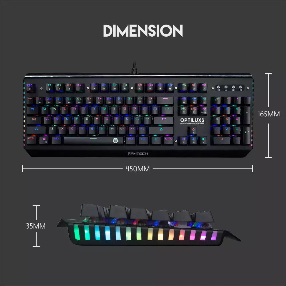 Fantech MK884 RGB Optiluxs Full Size RGB Optical Switch Keyboard - 7