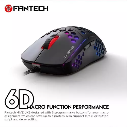 Fantech UX2 Hive 12000 DPI Honeycomb Shell RGB Gaming Mouse-gallery-1