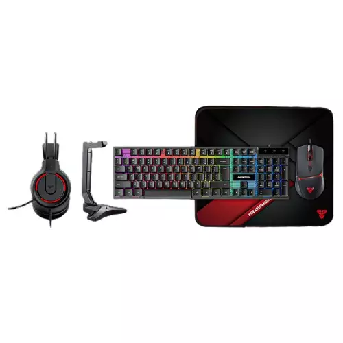 Fantech P51S Power Bundle Wired Gaming Keyboard, Mouse, Mouse Pad, Headphone & Headset Stand Combo
