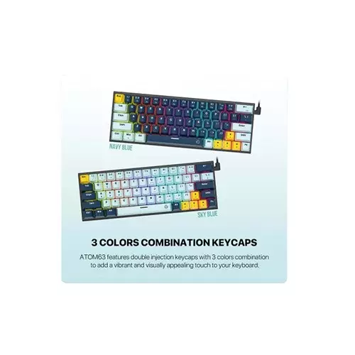 Fantech Atom63 MK874V2 Mechanical Wired Gaming Keyboard (Sky Blue) /navy - 4