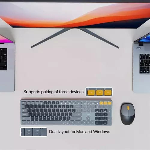 Fantech WK895 Wireless Office Keyboard & Mouse Combo (Gray)-5