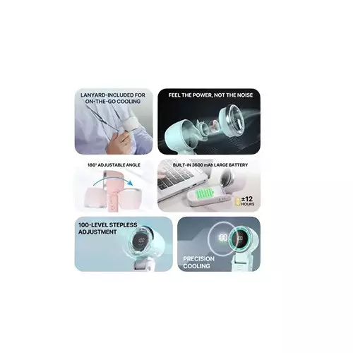 Fantech PAC3 Portable LCD Display White Charger Fan - 2