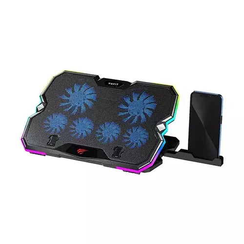 Havit Gamenote F2068 RGB 6 Fan Laptop Cooler with Mobile Holder-1