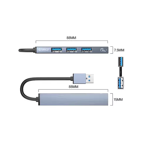 ORICO AH-A13 USB A TO USB 3.0 4 PORT ALUMINUM HUB-gallery-1