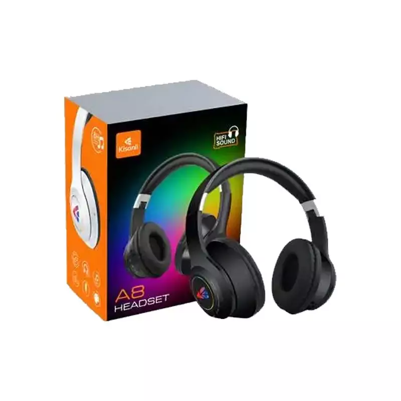 KISONLI A8 GAMING COLORFUL LIGHT & STEREO BASS BLUETOOTH HEADPHONE - 1