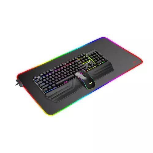 HAVIT KB511L RGB Mechanical Keyboard Mouse & Mouse Pad Combo 104 Keys with Detachable Wrist Rest - 1