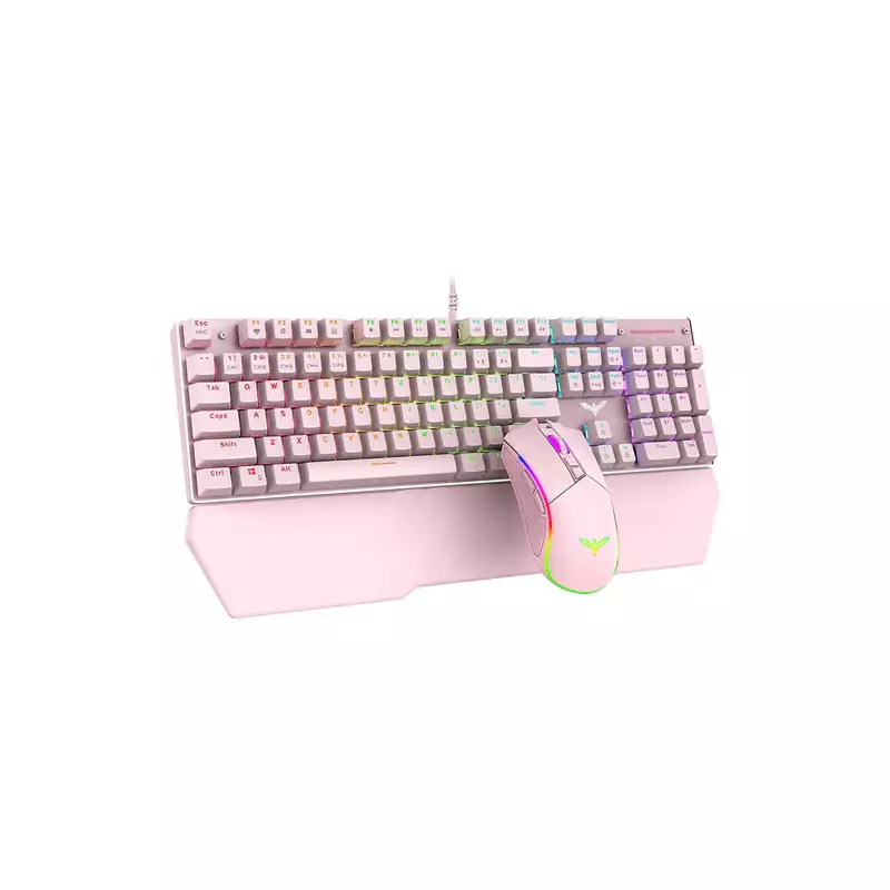 HAVIT KB389L MECHANICAL GAMING WIRED KEYBOARD AND MOUSE COMBO PINK