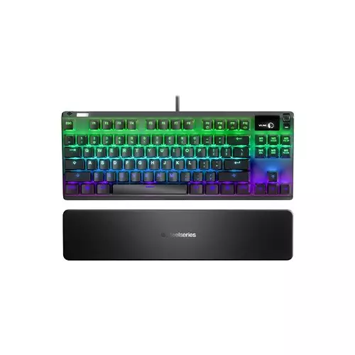 SteelSeries Apex 7 TKL Compact RGB Backlit Red Switch USB Passthrough and Media Controls Linear and Quiet Mechanical Gaming Keyboard with OLED Smart Display