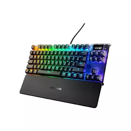 SteelSeries Apex 7 TKL Compact RGB Backlit Red Switch USB Passthrough and Media Controls Linear and Quiet Mechanical Gaming Keyboard with OLED Smart Display - 1