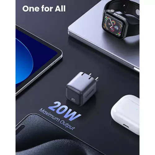 Ugreen CD318 (90902) Nexode 20W USB-C GaN US Fast Charger (Space Gray) - 1