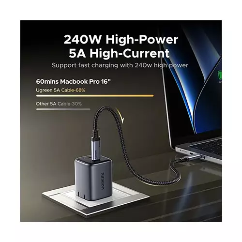 Ugreen L706 (65383) USB4 Gen4 80Gbps 240W Type-C Male to Type-C Male Cable - 2