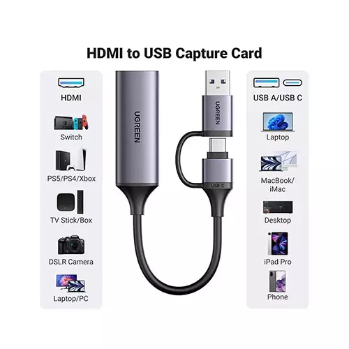 Ugreen CM716 (25854) Type-C & USB Male to HDMI Female Video Capture Card-gallery-1