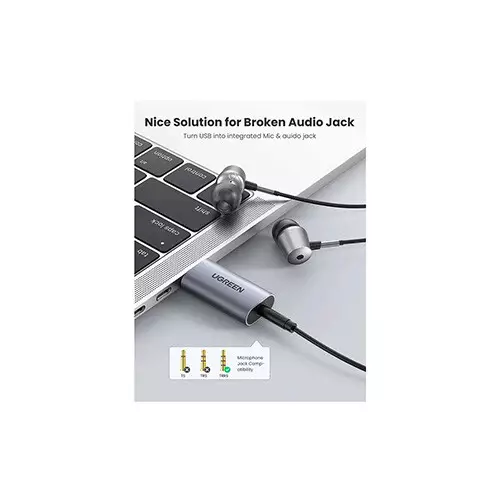 Ugreen CM383 3.5mm Female to USB Male Audio Converter - 0