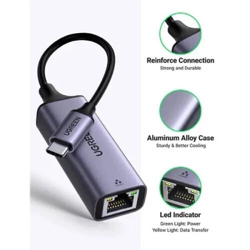Ugreen CM199 Type-C Male to Lan Female Ethernet Adapter - 2