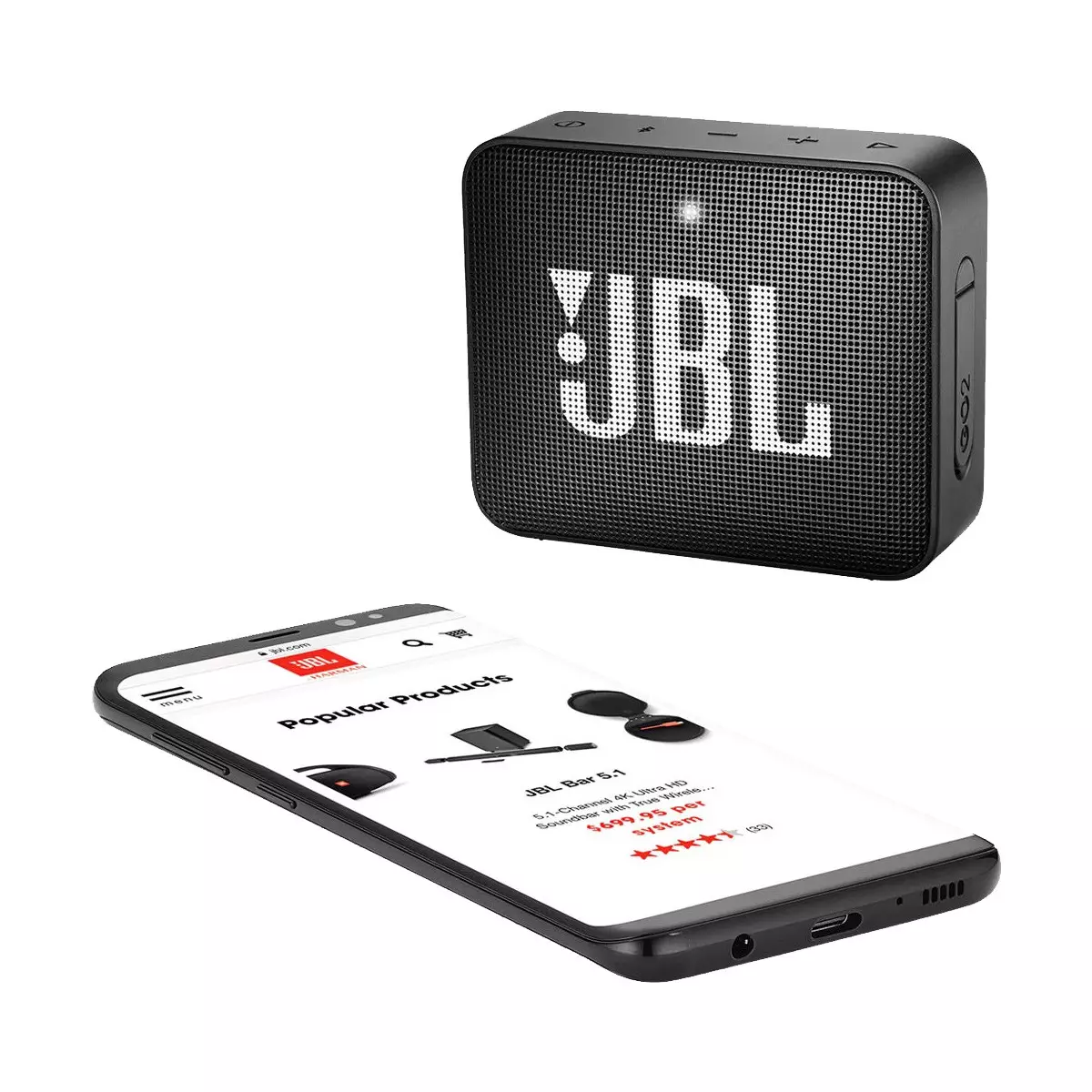 JBL GO 2 Black Portable Bluetooth Speaker - 1
