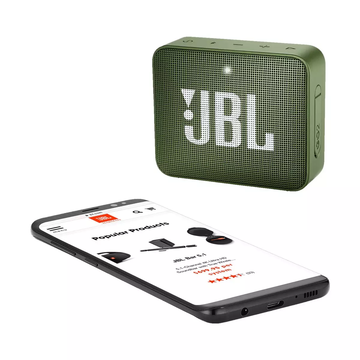 JBL GO 2 Green Portable Bluetooth Speaker - 1