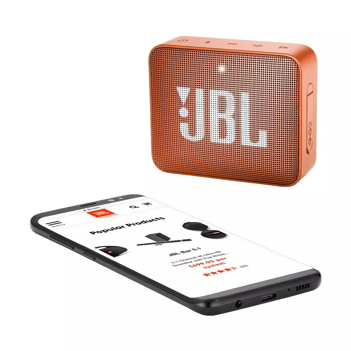 JBL GO 2 Orange Portable Bluetooth Speaker - 1