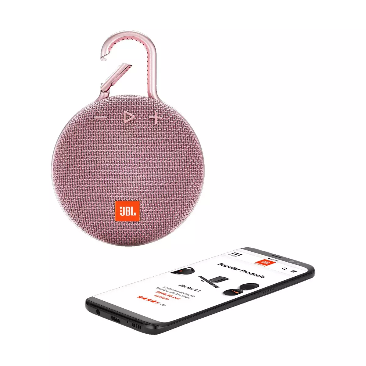 JBL Clip 3 Portable Bluetooth Speaker -Pink