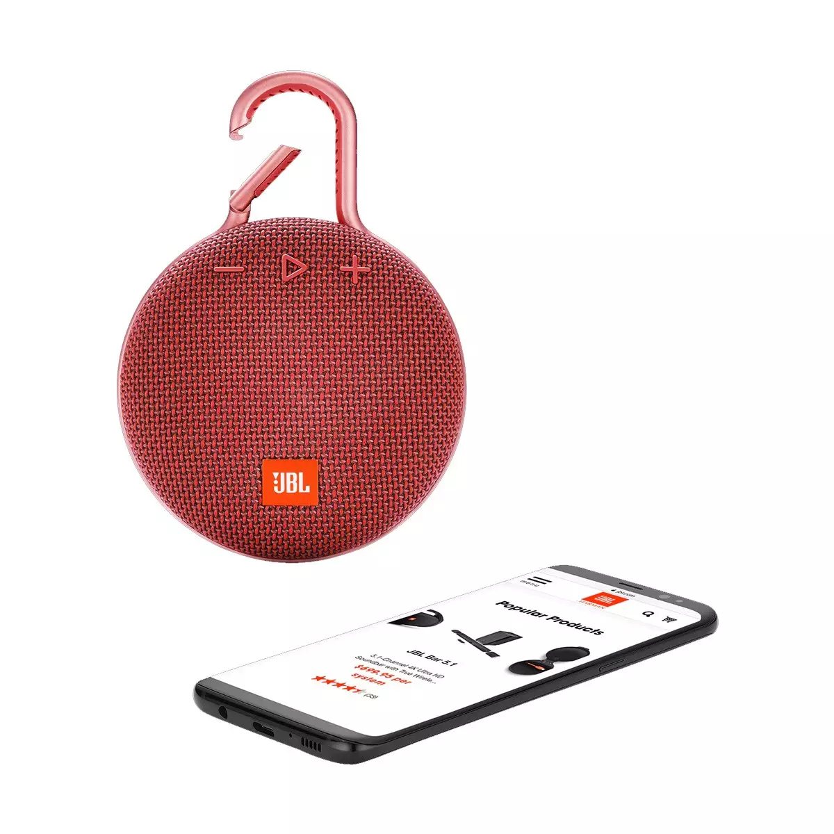 JBL Clip 3 Portable Bluetooth Speaker -Red-2