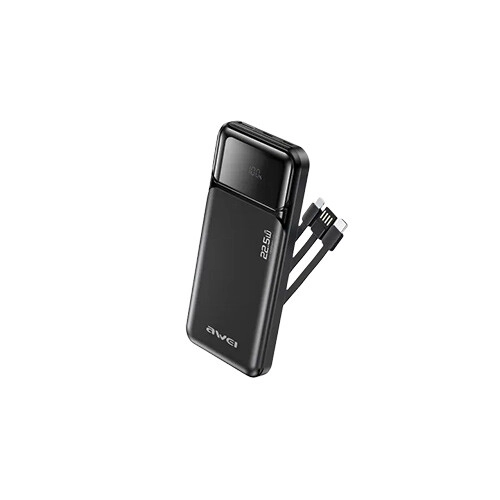 Awei PA-91 22.5W Fast Charging 10000 Power Bank with Built-in Cable