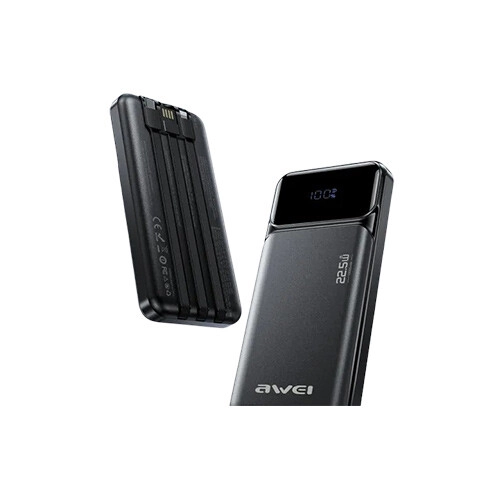 Awei PA-91 22.5W Fast Charging 10000 Power Bank with Built-in Cable - 1