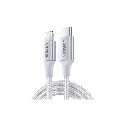 UGREEN US304 1M USB-C to Lightning Charging Silver Data Cable - 2