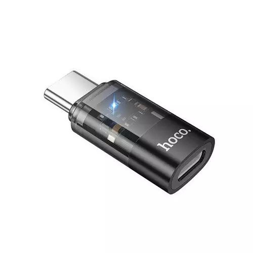 Hoco UA36D Type-C male to Lightning female Transparent Converter (Black) - 1