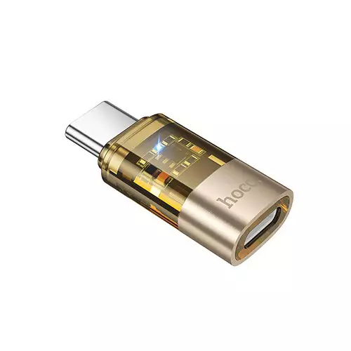 Hoco UA36D Type-C male to Lightning female Transparent Converter (Gold) - 1