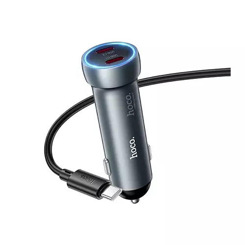 Hoco Z54B 60W PD Dual-port Car Charger with Type C to Type C Cable - 1
